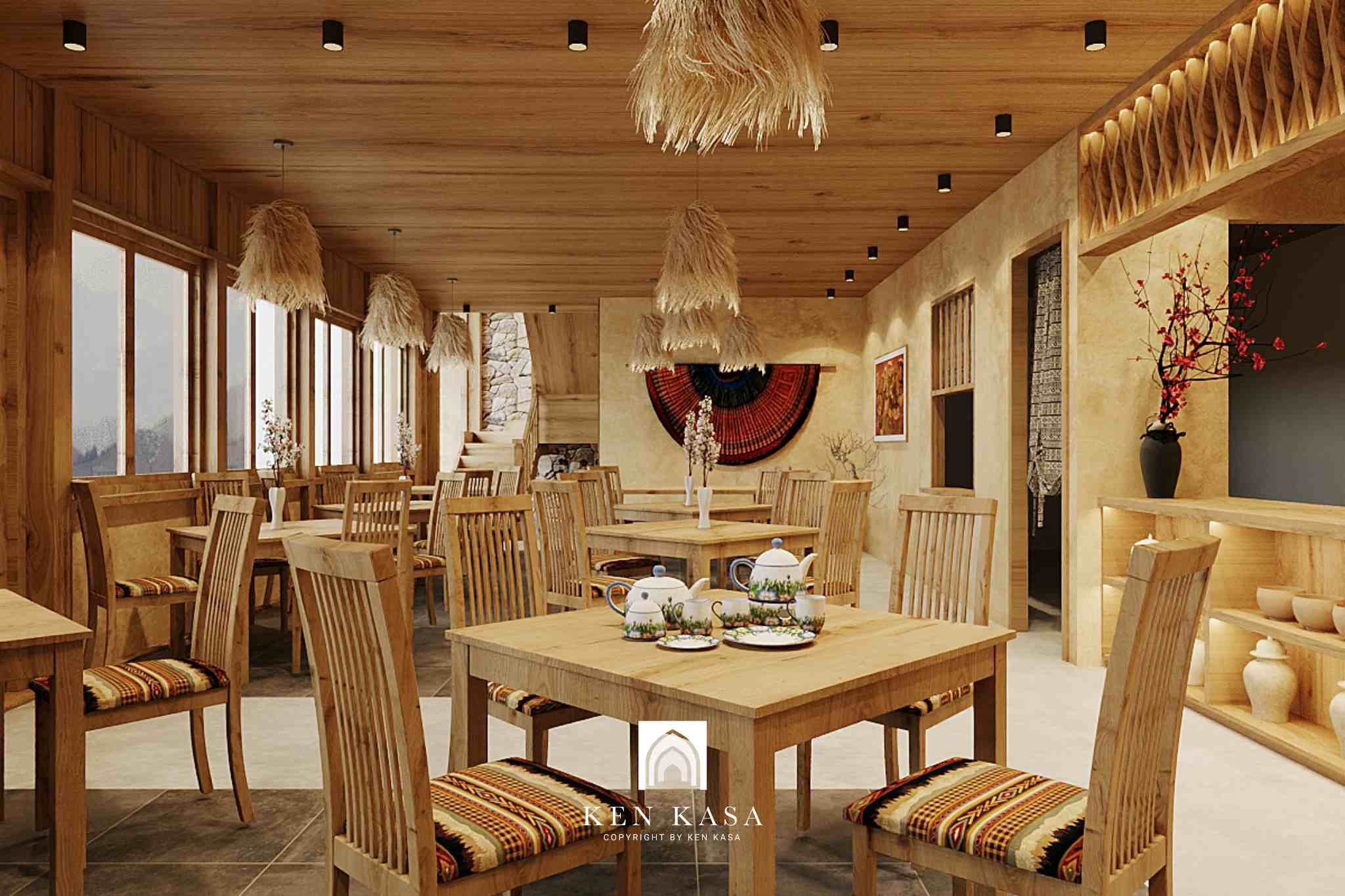 Không gian nhà hàng Diêu Bông homestay